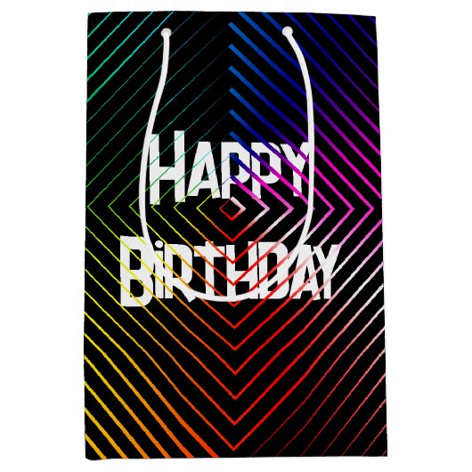 Geometric Birthday Rainbow Medium Cadeauzakje (Voorkant)