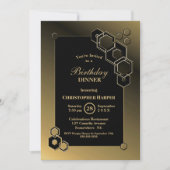 Geometric Black and Gold Birthday Dinner Party Kaart (Voorkant)