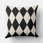 Geometric Black and White Diamond Harlequin Modern Kussen (Achterkant)