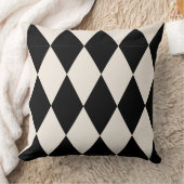 Geometric Black and White Diamond Harlequin Modern Kussen (Deken)