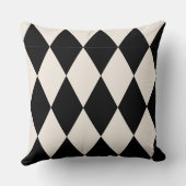 Geometric Black and White Diamond Harlequin Modern Kussen (Achterkant)