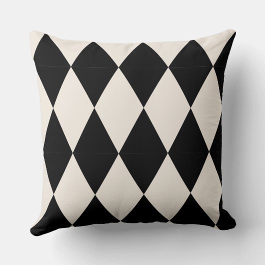 Geometric Black and White Diamond Harlequin Modern Kussen (Achterkant)