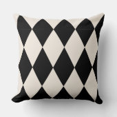 Geometric Black and White Diamond Harlequin Modern Kussen (Voorkant)