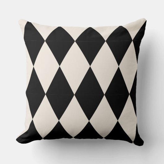 Geometric Black and White Diamond Harlequin Modern Kussen (Voorkant)