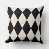 Geometric Black and White Diamond Harlequin Modern Kussen (Voorkant)