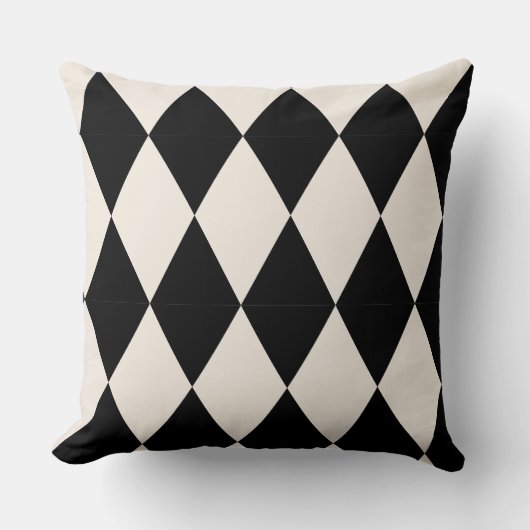 Geometric Black and White Diamond Harlequin Modern Kussen (Voorkant)