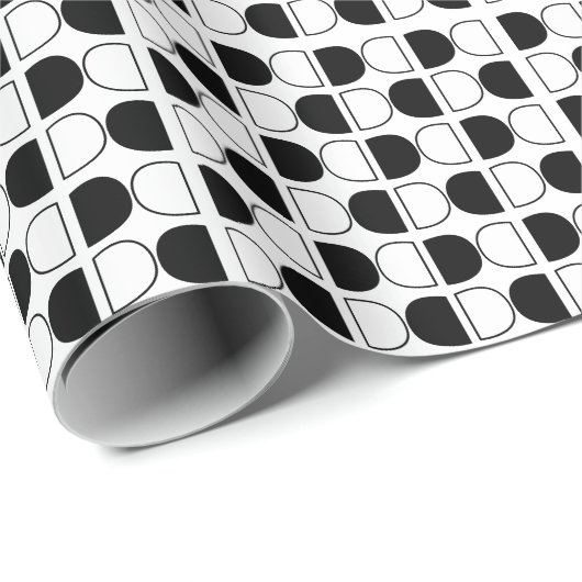 Geometric Black and White Half Circle Cadeaupapier (Rol Hoek)
