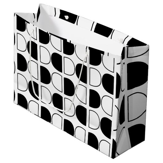 Geometric Black and White Half Circle Groot Cadeauzakje (Voorkant Gekanteld)