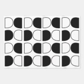 Geometric Black and White Half Circle Inpakpapier Vel (Voorkant 3)