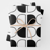 Geometric Black and White Half Circle Inpakpapier Vel (In situ)