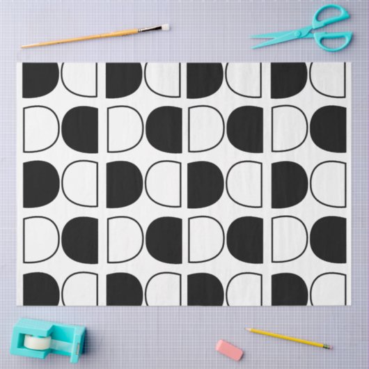 Geometric Black and White Half Circle Tissuepapier (Craft)