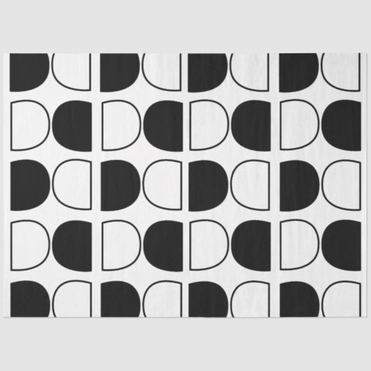 Geometric Black and White Half Circle Tissuepapier (Voorkant)