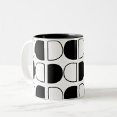 Geometric Black and White Half Circle Tweekleurige Koffiemok (Voorkant links)