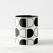Geometric Black and White Half Circle Tweekleurige Koffiemok (Center)