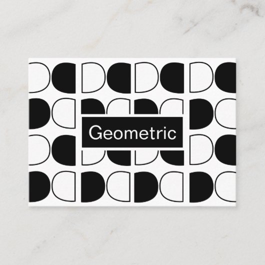 Geometric Black and White Half Circle Visitekaartje (Voorkant)