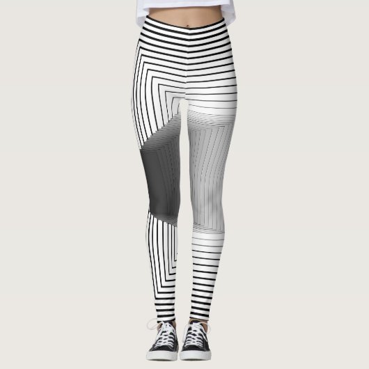 geometric black and white pattern leggings (Voorkant)