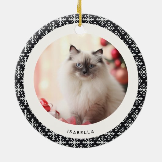 Geometric Black and White Scandinavian 2 Photos Keramisch Ornament (Achterkant)