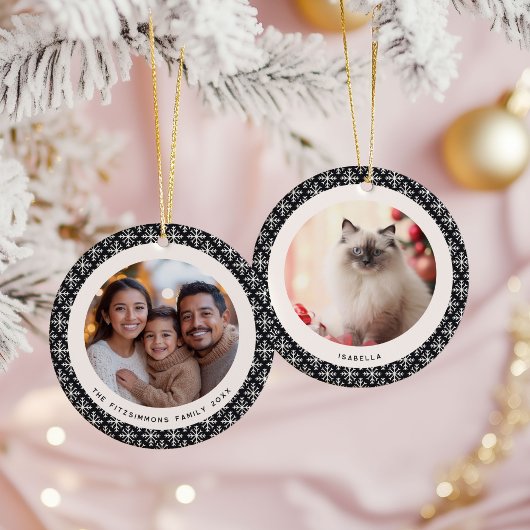 Geometric Black and White Scandinavian 2 Photos Keramisch Ornament