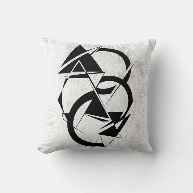 Geometric Black and White Throw Pillow Kussen (Voorkant)