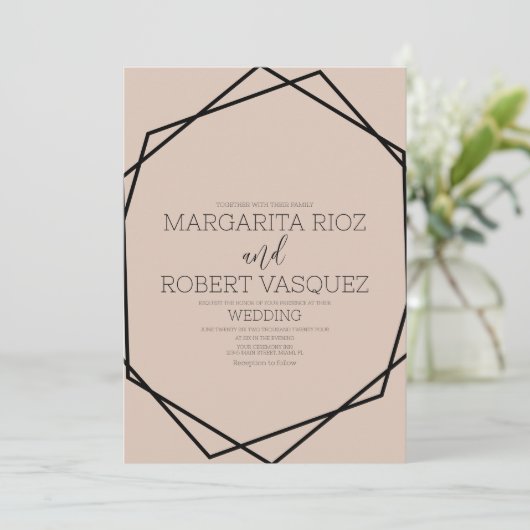 Geometric Black Blush Weddenschap Kaart (Staand voorkant)