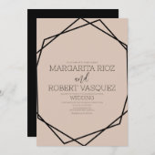 Geometric Black Blush Weddenschap Kaart (Voorkant / Achterkant)