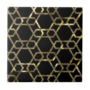 Geometric Black en Gold Tegeltje