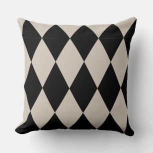 Geometric Black en Ivory Diamond Harlequin Modern Kussen