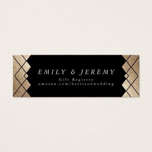 Geometric Black Gold Gatsby Huwelijkscadeaus Mini Visitekaartjes (Voorkant)
