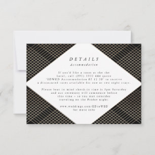 Geometric Black Gold Gatsby Wedding Enclosure RSVP Kaartje