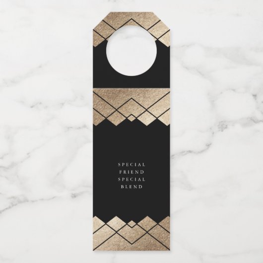 Geometric Black Gold Gatsby Wedding Flessenhanger (Achterkant)