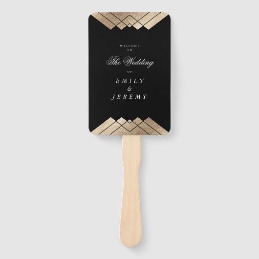 Geometric Black Gold Gatsby Wedding Handwaaier (Voorkant)