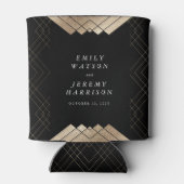 Geometric Black Gold Gatsby Wedding Invitation Blikjeskoeler (Achterkant)