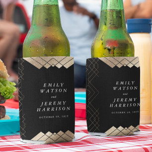 Geometric Black Gold Gatsby Wedding Invitation Blikjeskoeler