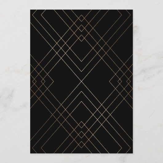 Geometric Black Gold Gatsby Wedding Invitation Kaart (Achterkant)