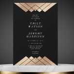 Geometric Black Gold Gatsby Wedding Invitation Kaart<br><div class="desc">*** NON FOLIE*** Geometrische deco Great Gatsby Wedding Invitation. Verbazingwekkend design met decolijnen in de Great Gatsby-stijl. Heel trendy,  modern en verlegen. Zwart en vals goud. ***dit is nepgoud,  de folie zal niet worden afgedrukt.** Fancy en formele bruiloften. prachtige witte kleur.</div>