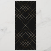 Geometric Black Gold Gatsby Wedding Menu (Achterkant)