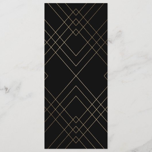 Geometric Black Gold Gatsby Wedding Menu (Achterkant)