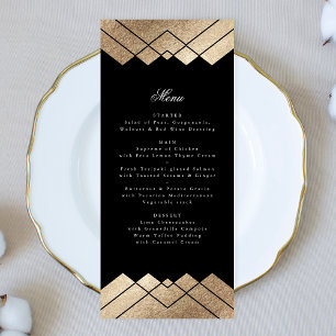 Geometric Black Gold Gatsby Wedding Menu