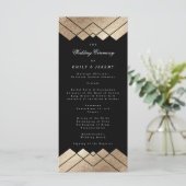 Geometric Black Gold Gatsby Wedding Program Programmakaart (Staand voorkant)