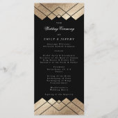 Geometric Black Gold Gatsby Wedding Program Programmakaart (Voorkant)