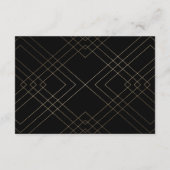 Geometric Black Gold Gatsby Wedding Reception Card Informatiekaartje (Achterkant)