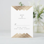 Geometric Black Gold Gatsby Wedding RSVP (Staand voorkant)