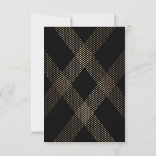 Geometric Black Gold Gatsby Wedding RSVP (Achterkant)