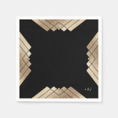 Geometric Black Gold Gatsby Wedding Table Napkins Servet (Voorkant)