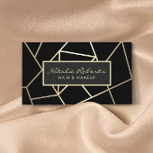 Geometric Black & Gold Hair Stylist Beauty Salon Visitekaartje
