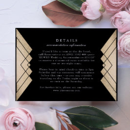 Geometric Black Gold Weduwingkaart RSVP Kaartje