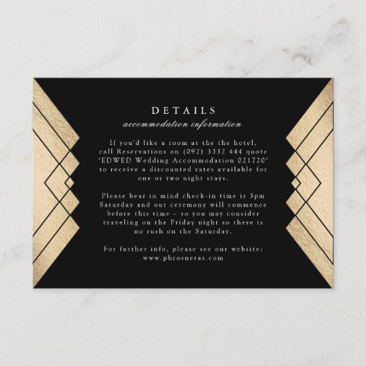 Geometric Black Gold Weduwingkaart RSVP Kaartje (Voorkant)