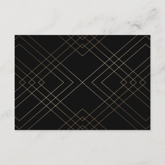 Geometric Black Gold Weduwingkaart RSVP Kaartje (Achterkant)