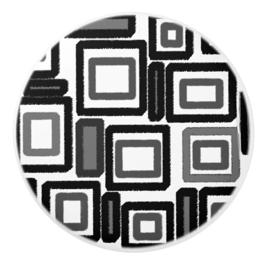 Geometric Black Grey White Pattern Keramische Knop (Voorkant)