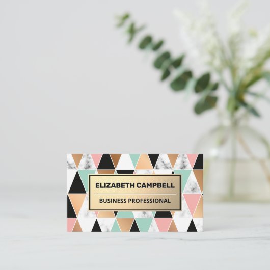 Geometric Black Marble Color Tegel Pattern Visitekaartje (Staand voorkant)